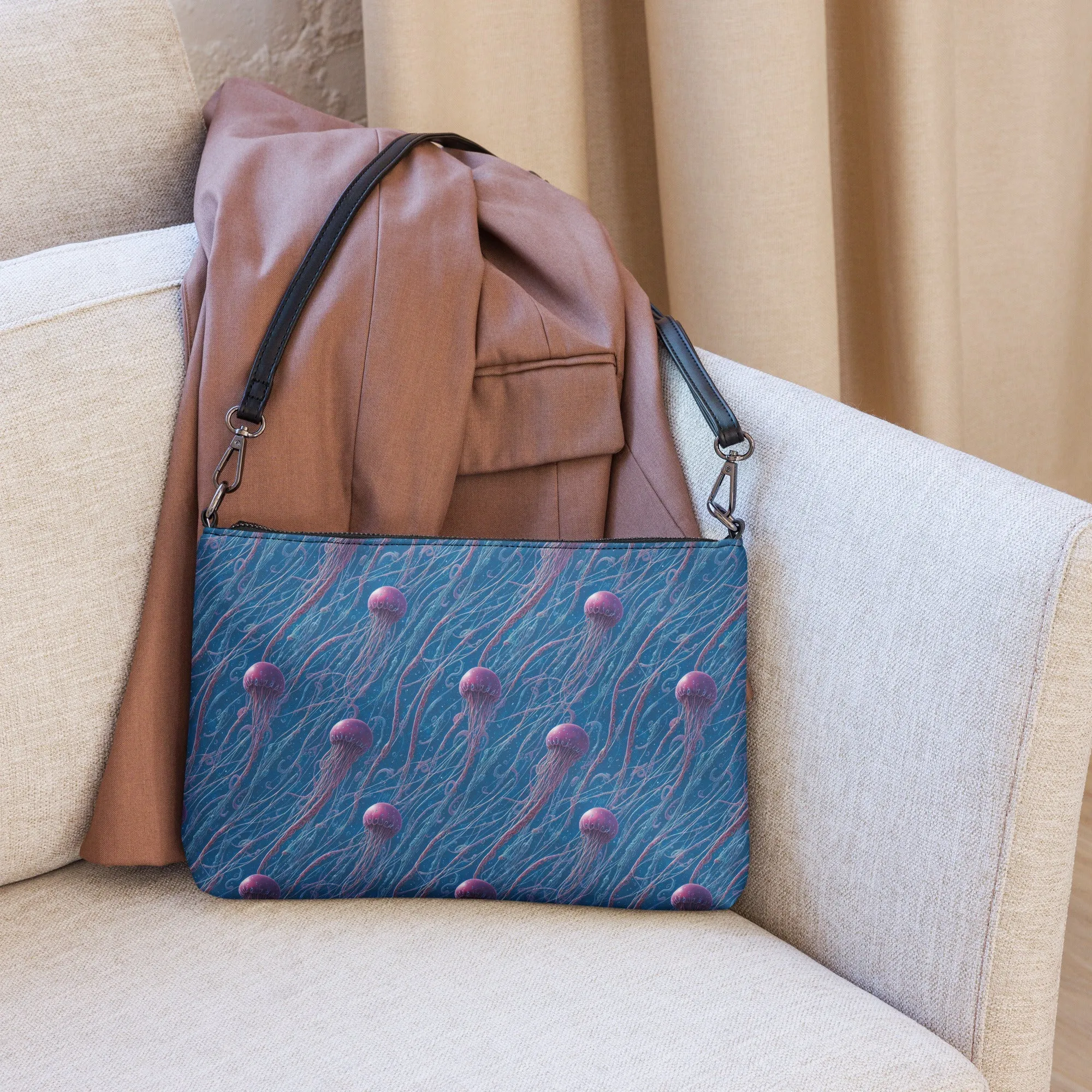 Versatile Crossbody Bag Blue and Violet Jellyfishes
