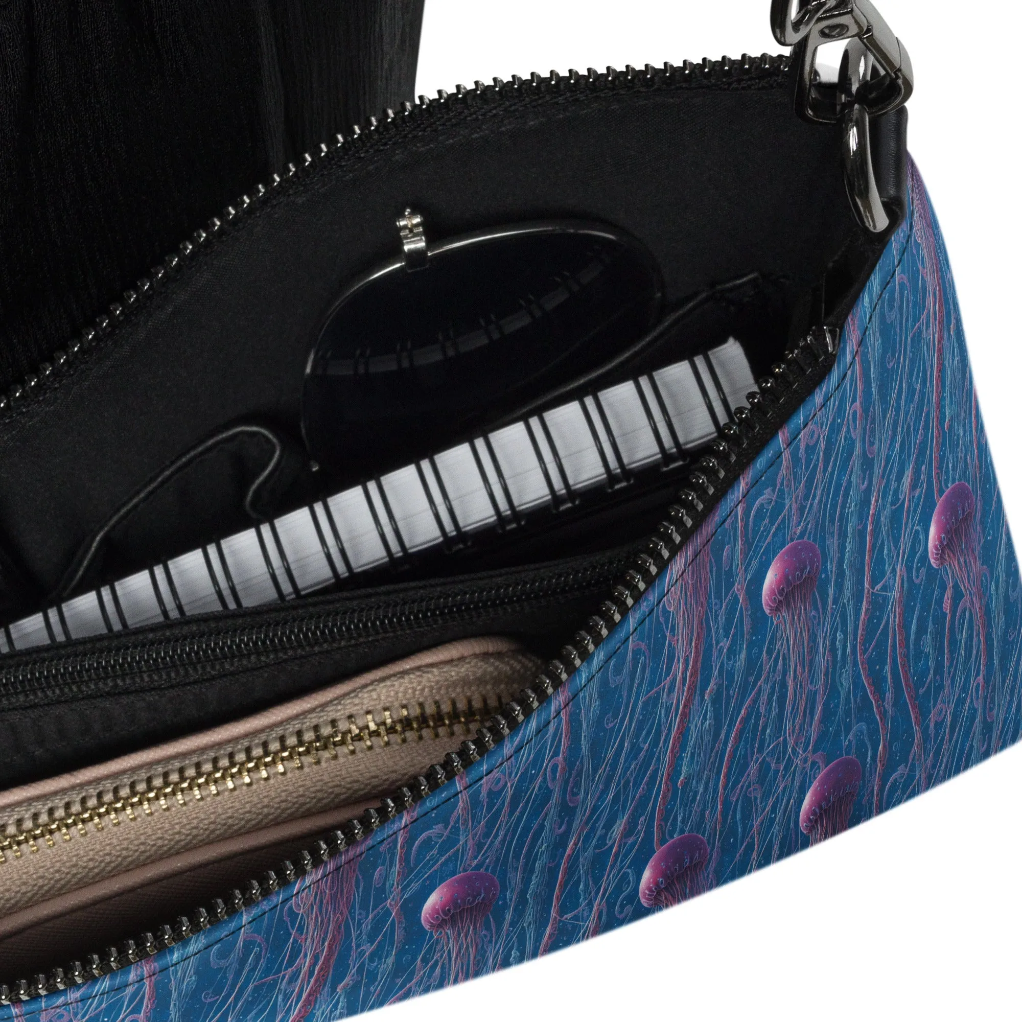 Versatile Crossbody Bag Blue and Violet Jellyfishes