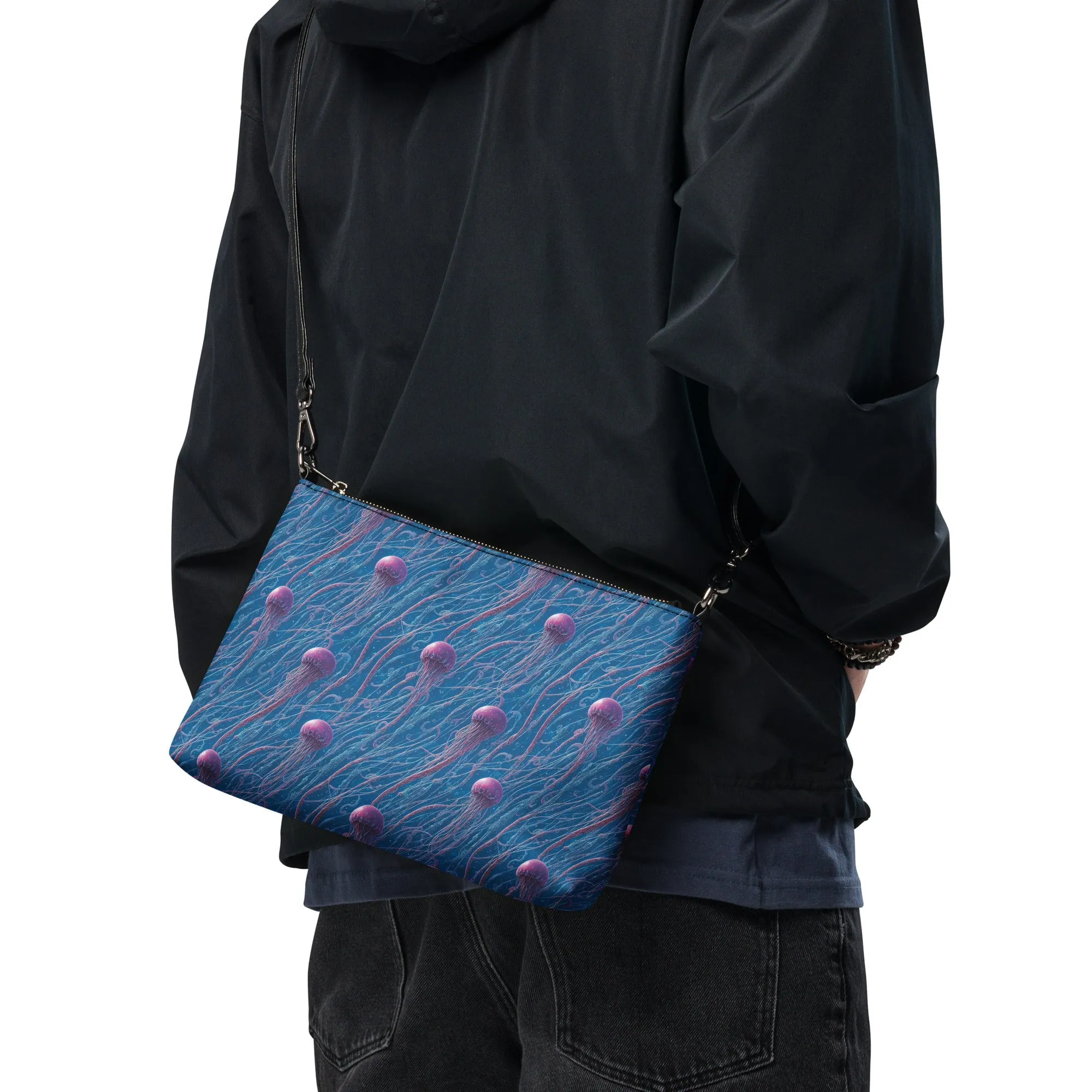 Versatile Crossbody Bag Blue and Violet Jellyfishes