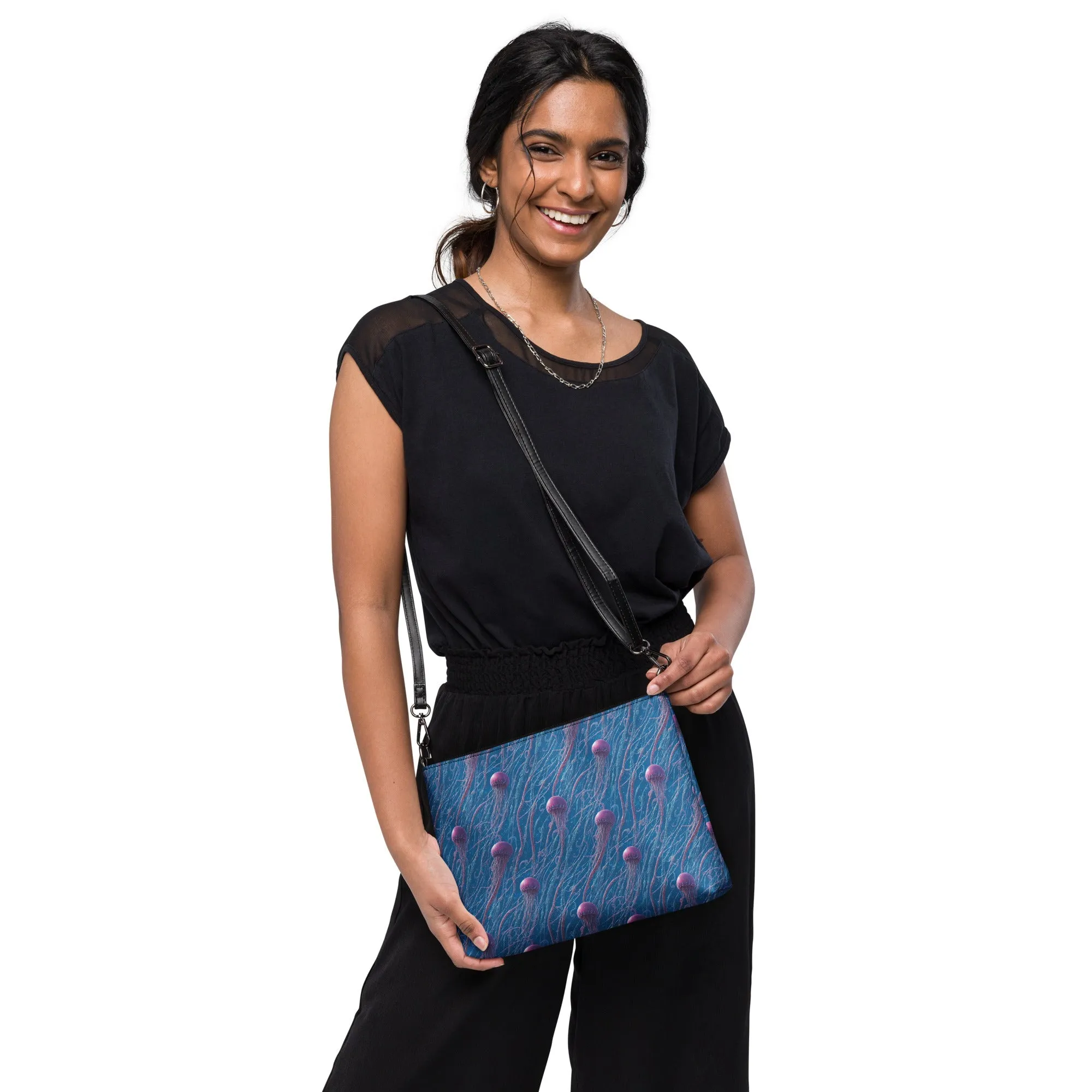Versatile Crossbody Bag Blue and Violet Jellyfishes