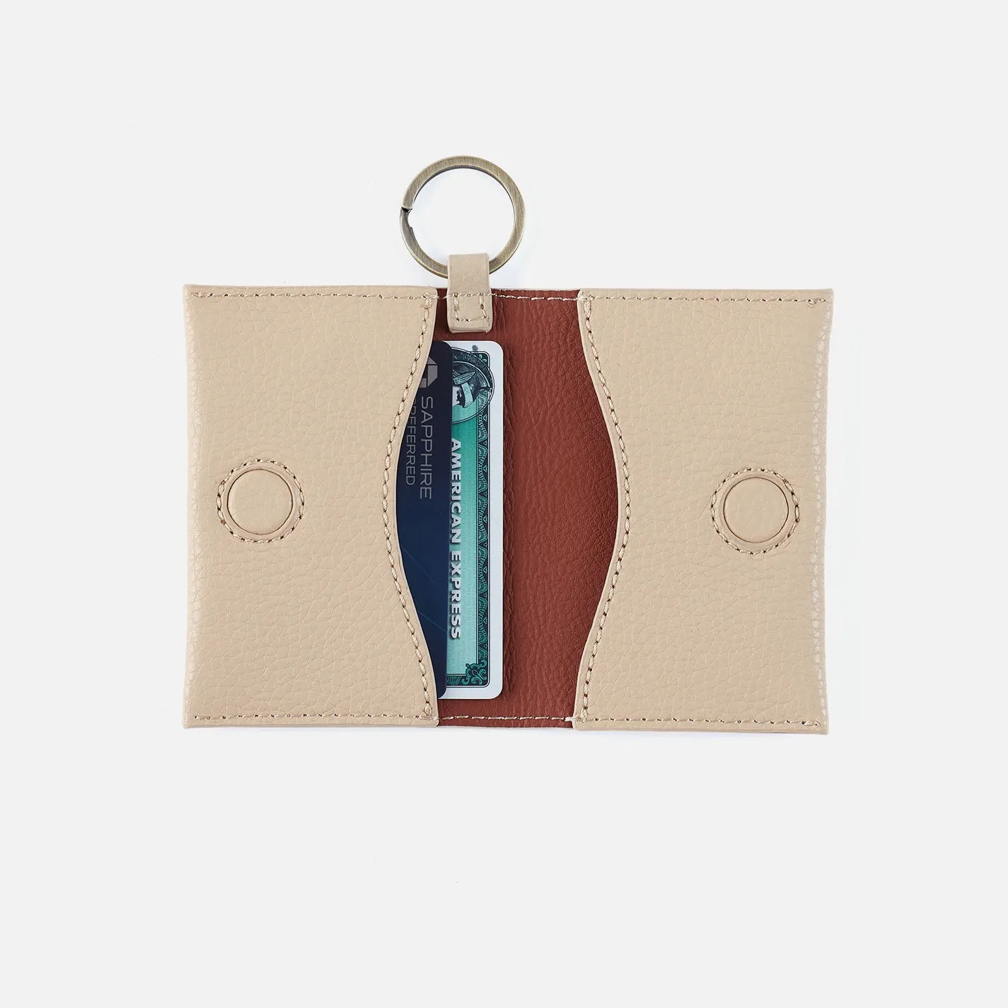 Vida Card Case in Micro Pebbled Leather - Almond