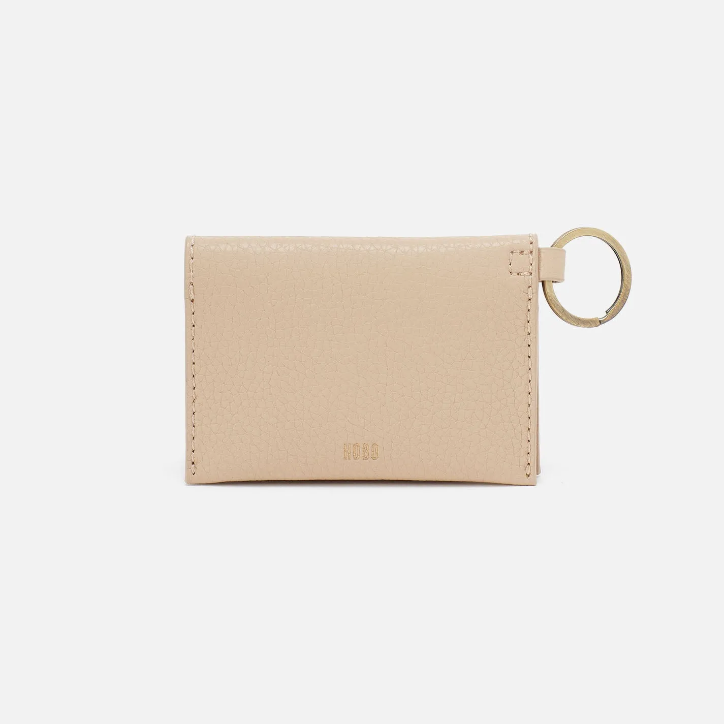 Vida Card Case in Micro Pebbled Leather - Almond