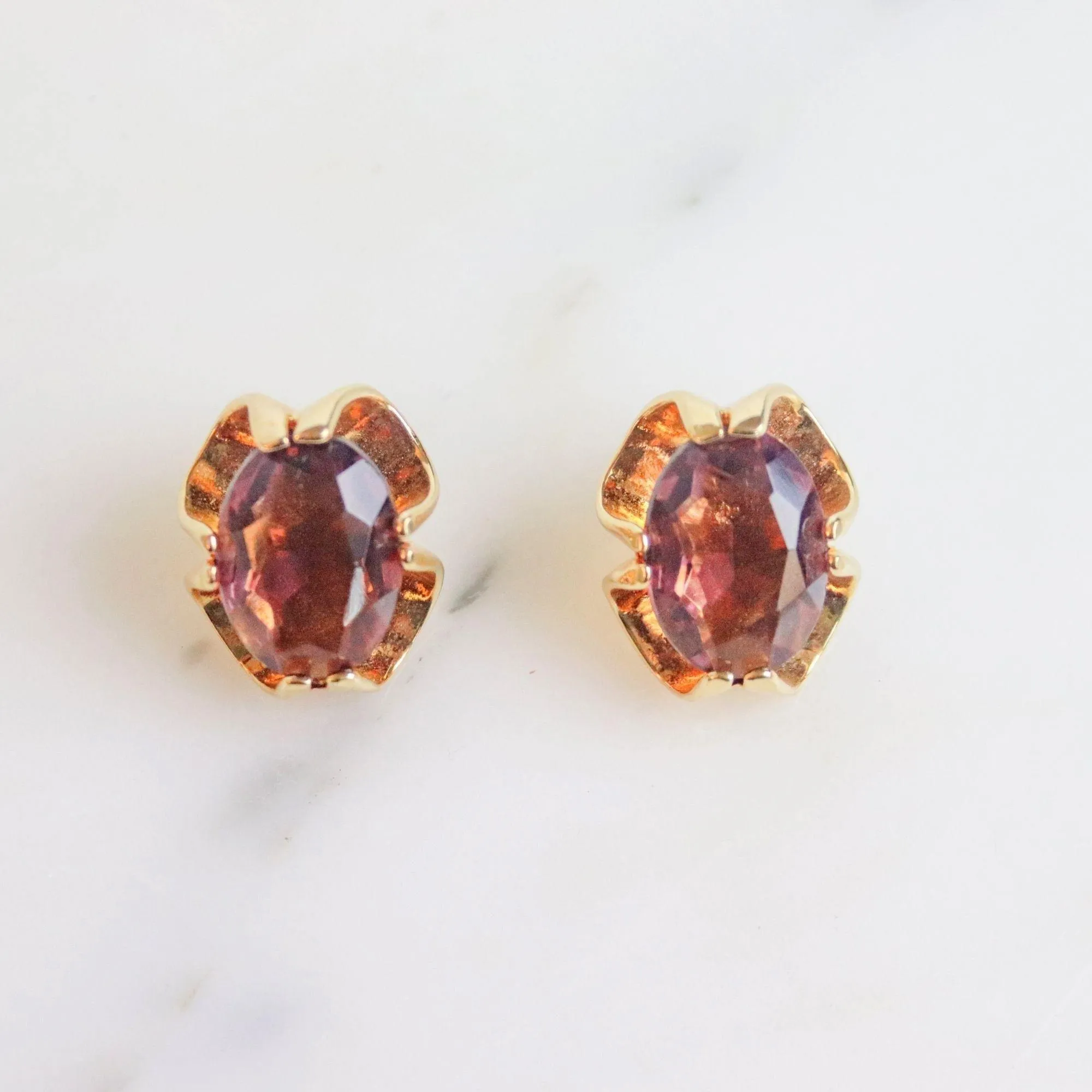 Vintage Ametrine Caged Crystal Earrings