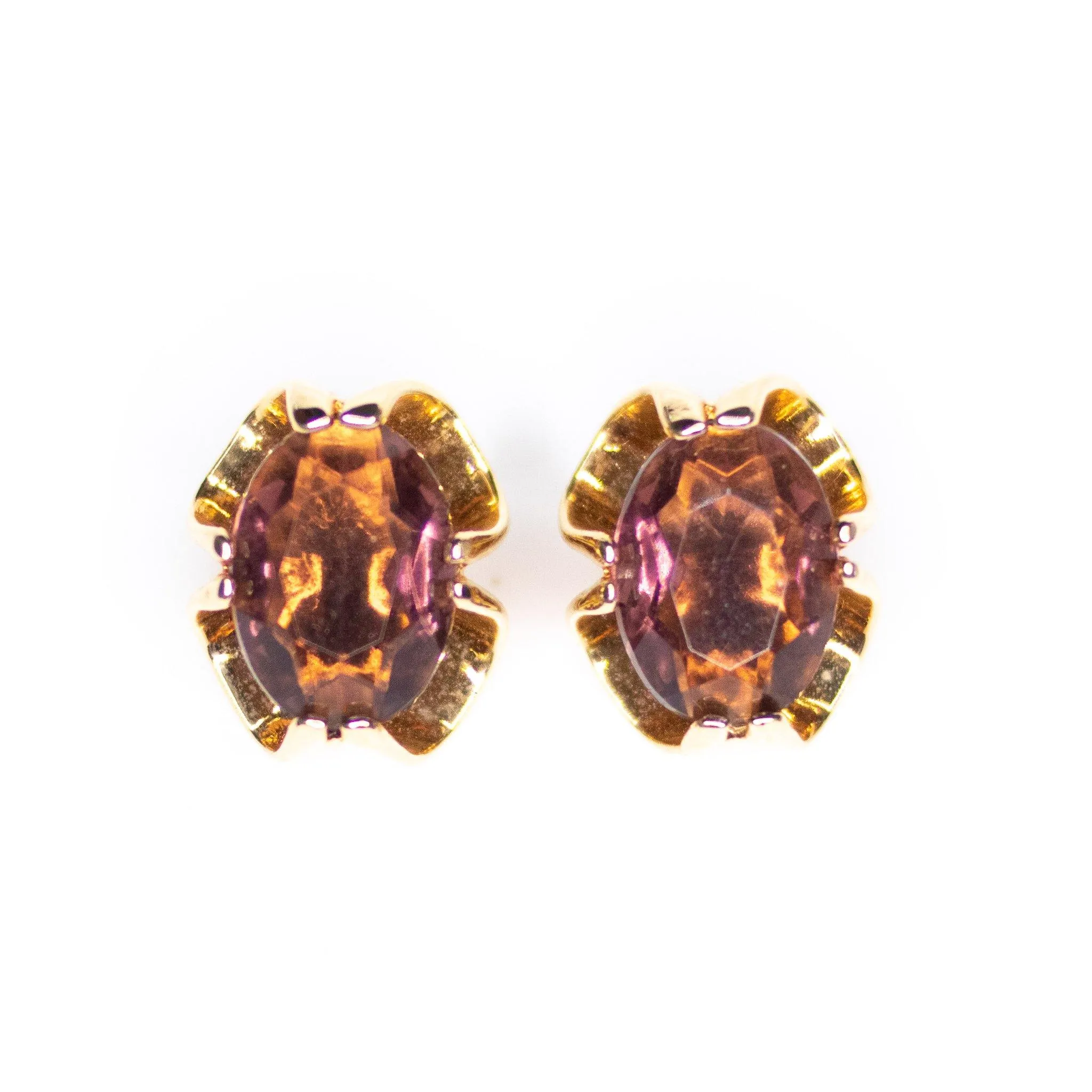 Vintage Ametrine Caged Crystal Earrings