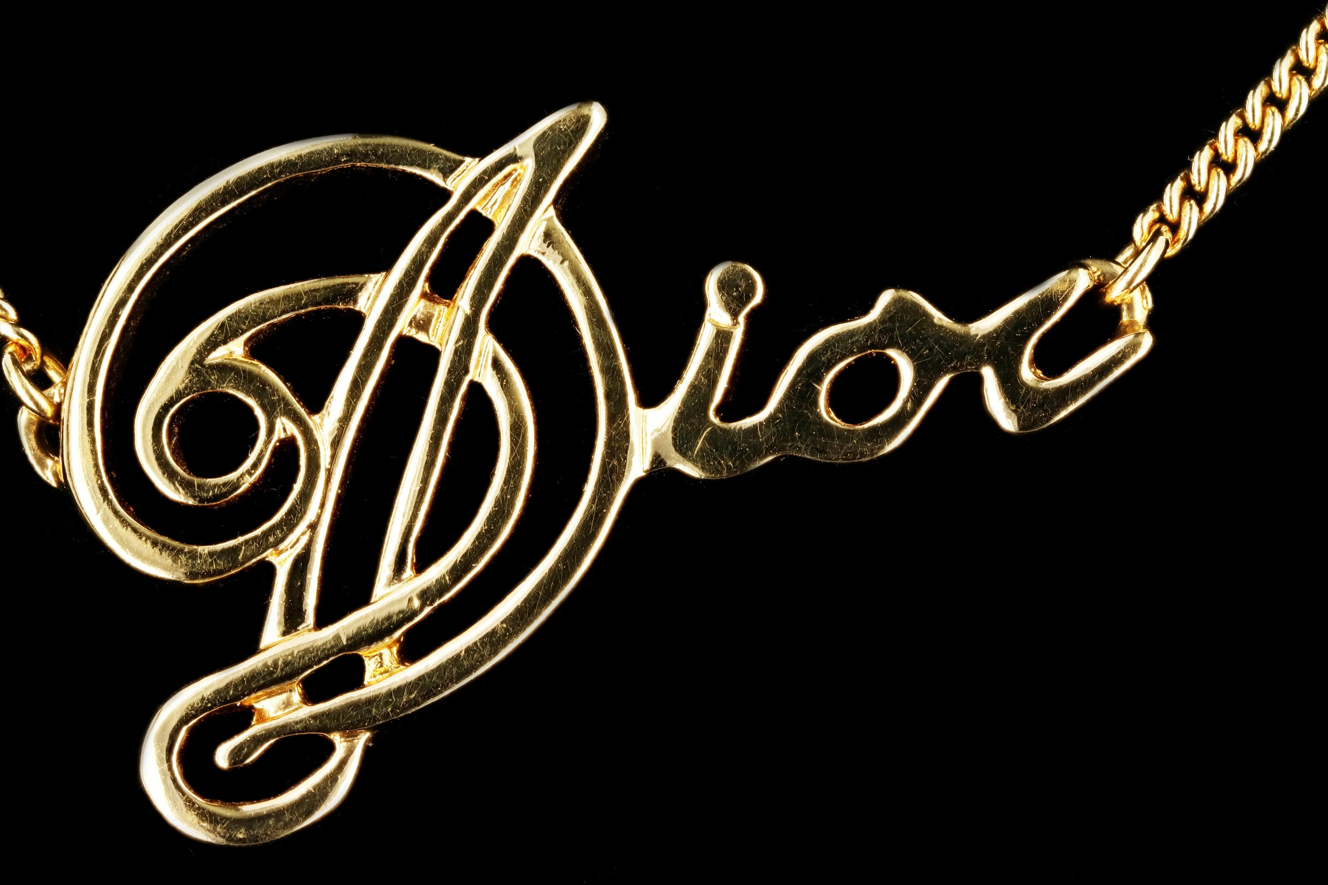 Vintage Dior Logo Pendant Necklace
