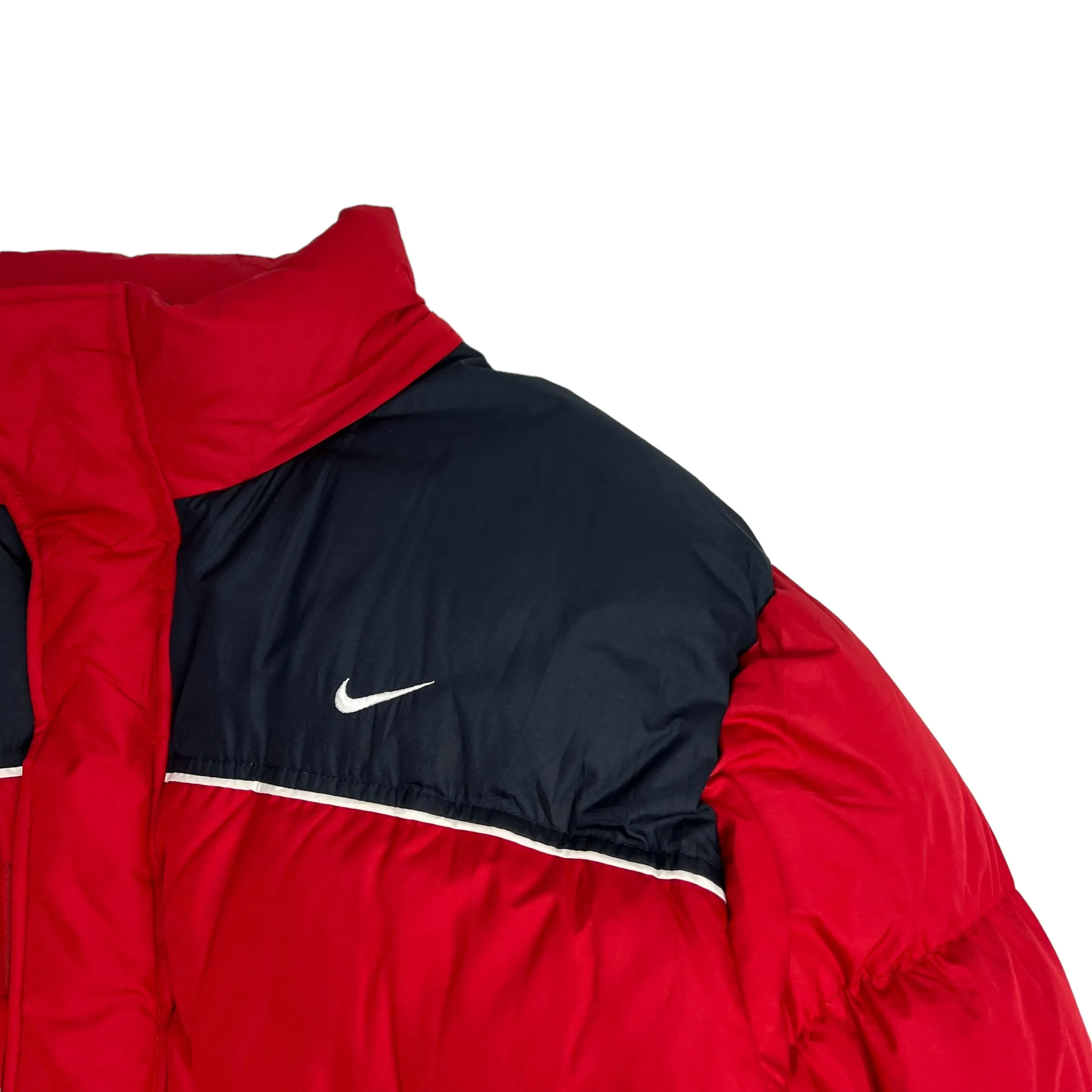 Vintage Nike Side Swoosh Classic Puffer Jacket - Red/Black Winter Coat
