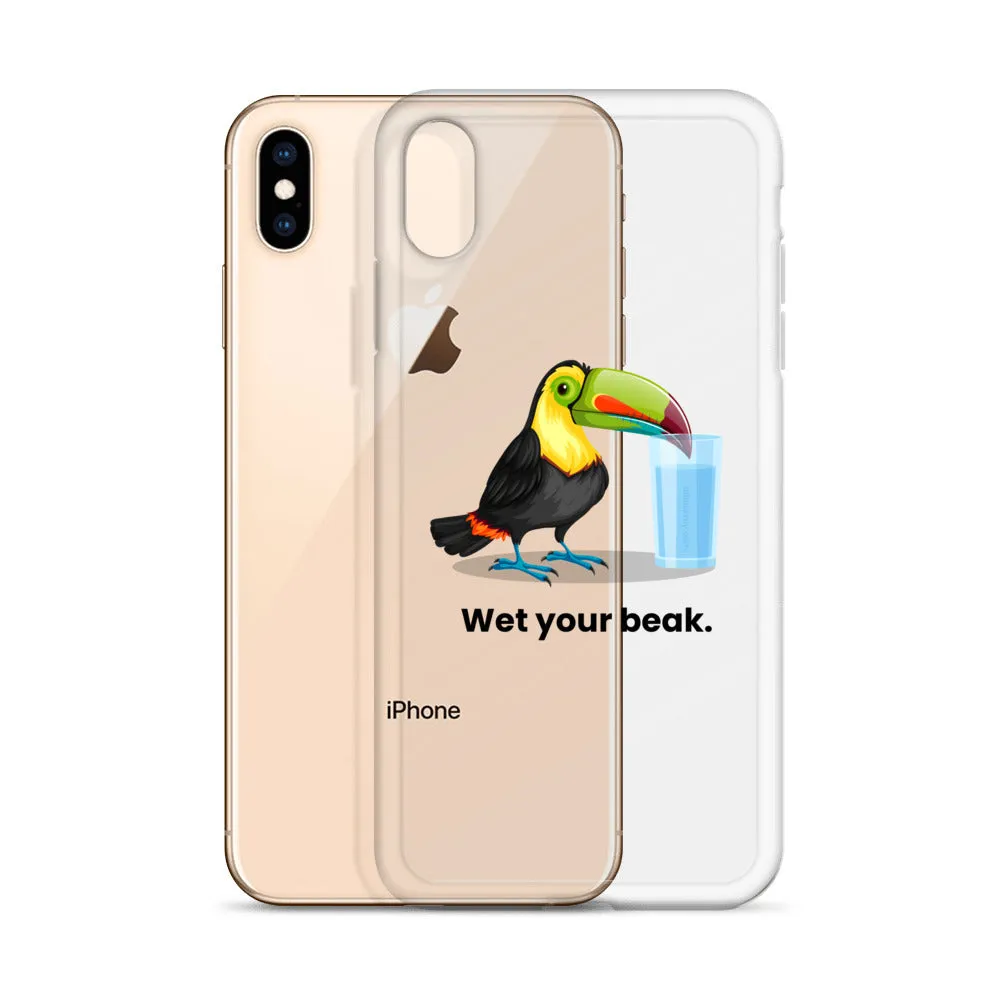 Wet Your Beak (BLACK text) iPhone Case