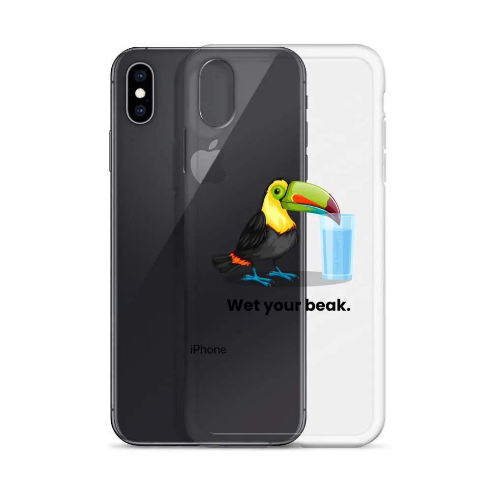 Wet Your Beak (BLACK text) iPhone Case