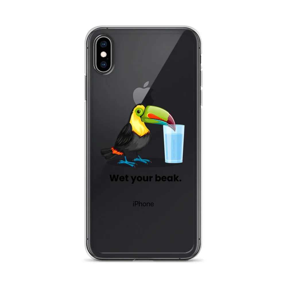 Wet Your Beak (BLACK text) iPhone Case