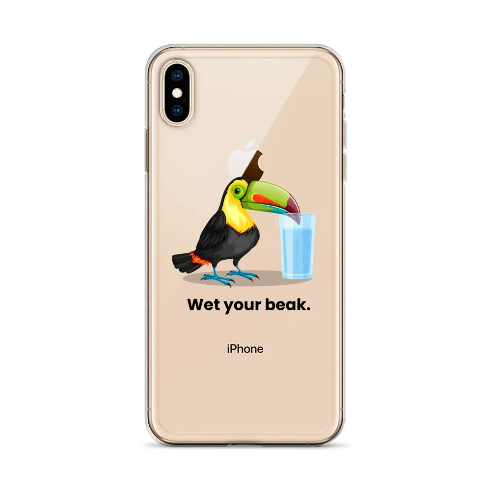 Wet Your Beak (BLACK text) iPhone Case