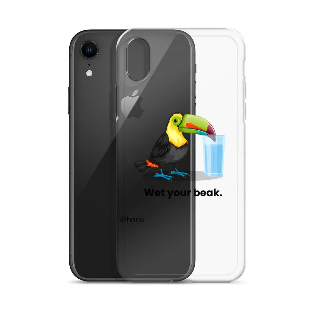 Wet Your Beak (BLACK text) iPhone Case