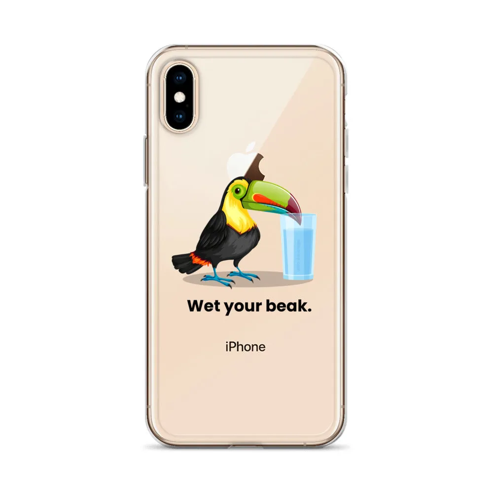 Wet Your Beak (BLACK text) iPhone Case