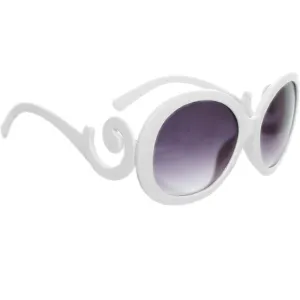 White Designer Inspired Round Swirl Sunglasses