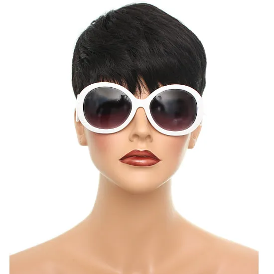 White Designer Inspired Round Swirl Sunglasses