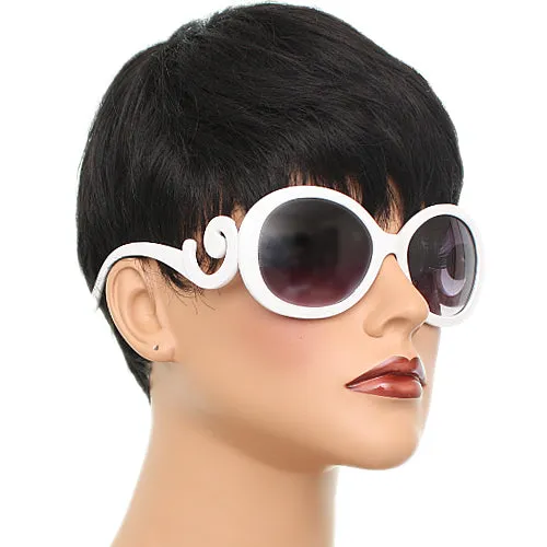White Designer Inspired Round Swirl Sunglasses