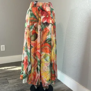 WHITE HOUSE BLACK MARKET Drama Floral Maxi Skirt Womens Size 00 Flower NWT #116