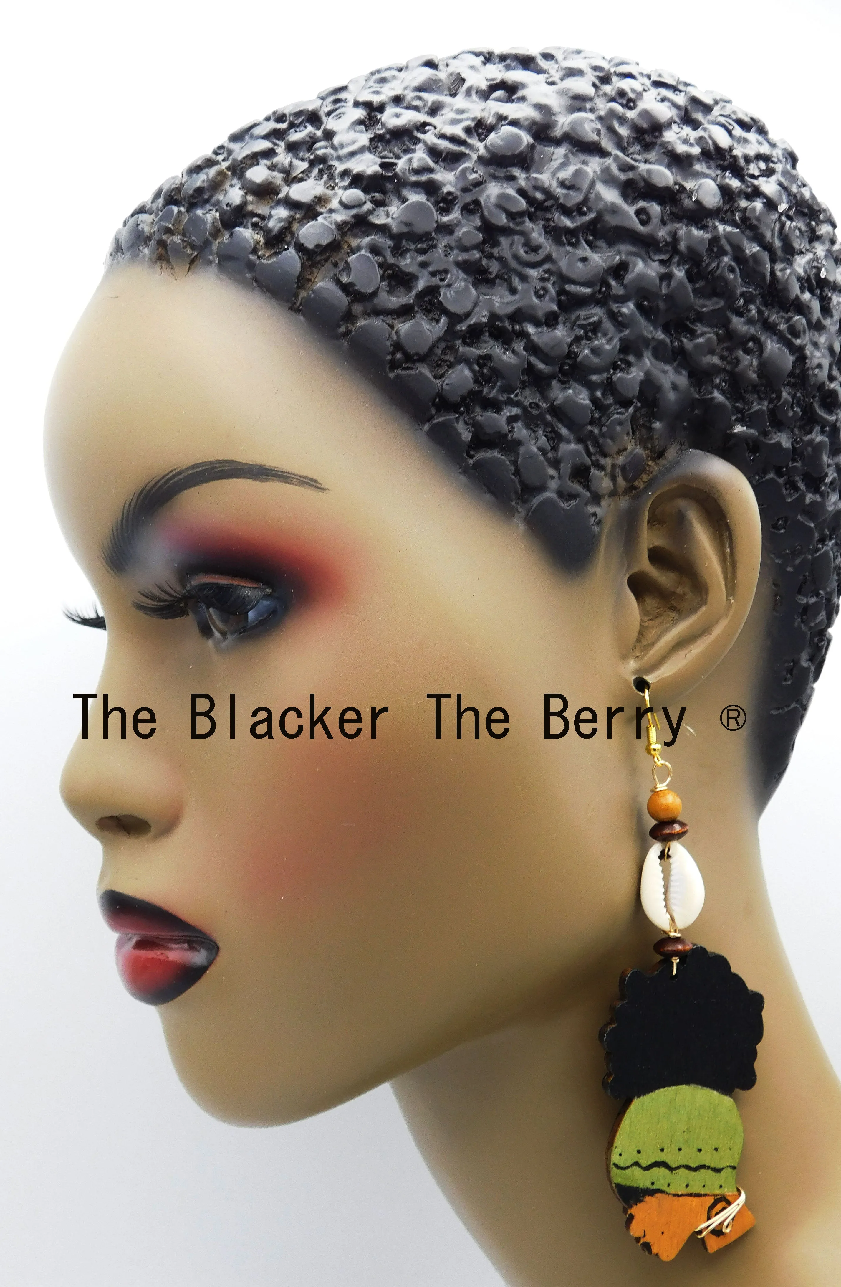 Wooden Silhouette Earrings Women Natural Hair Black Owned Business