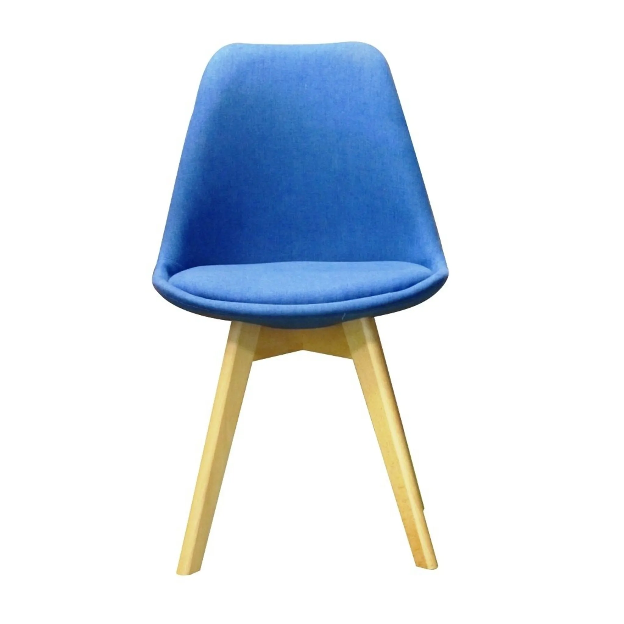WorkStore Jason Designer Chair, Wood Legs, Upholstered, Blue