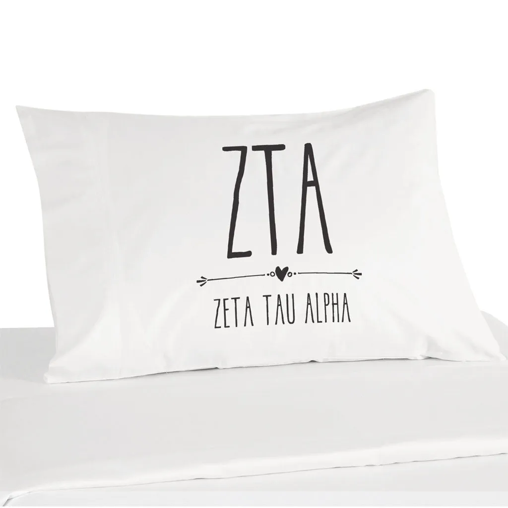Zeta Tau Alpha Boho Greek Letters and Name Pillowcase