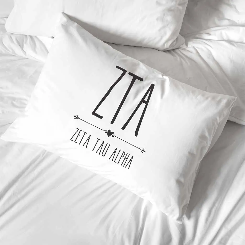 Zeta Tau Alpha Boho Greek Letters and Name Pillowcase